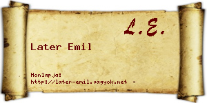 Later Emil névjegykártya